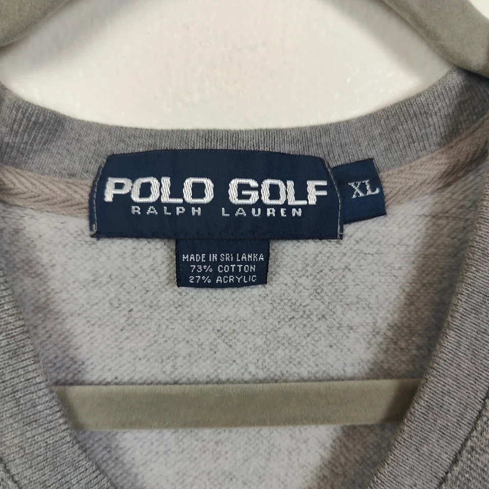 Vintage Polo‎ Golf Ralph Lauren Vest Mens XL Grey V-Neck Sweater Golfcore Preppy